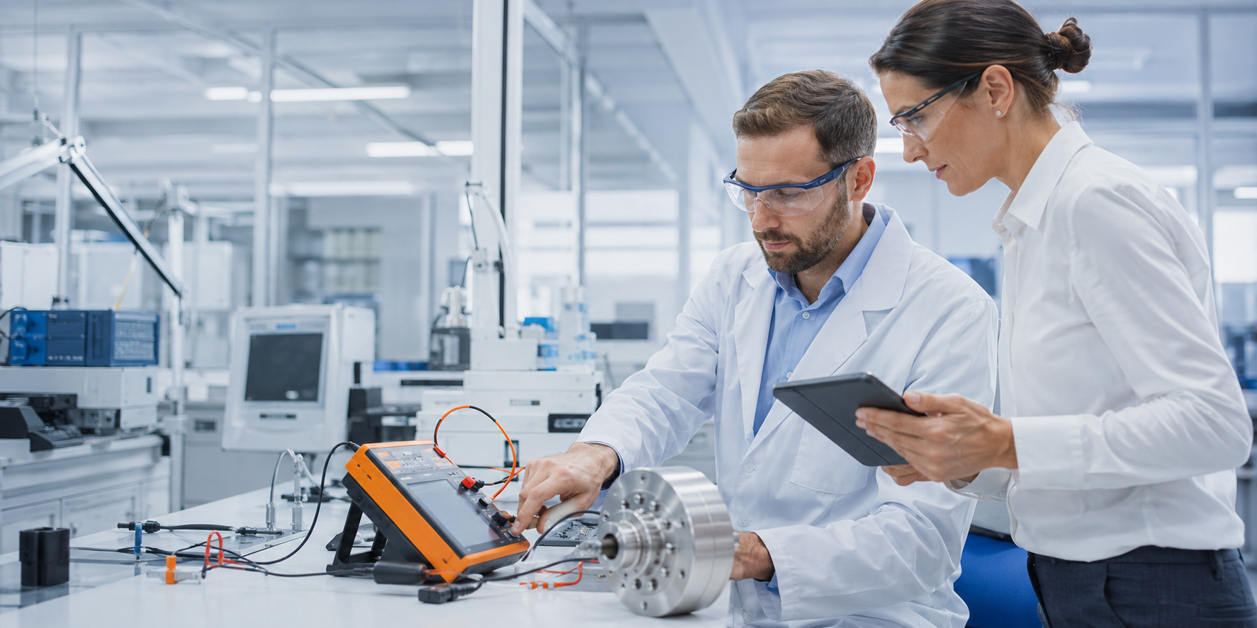 Bağımsız test laboratuvarında uygunluk değerlendirme sürecini inceleyen uzmanlar